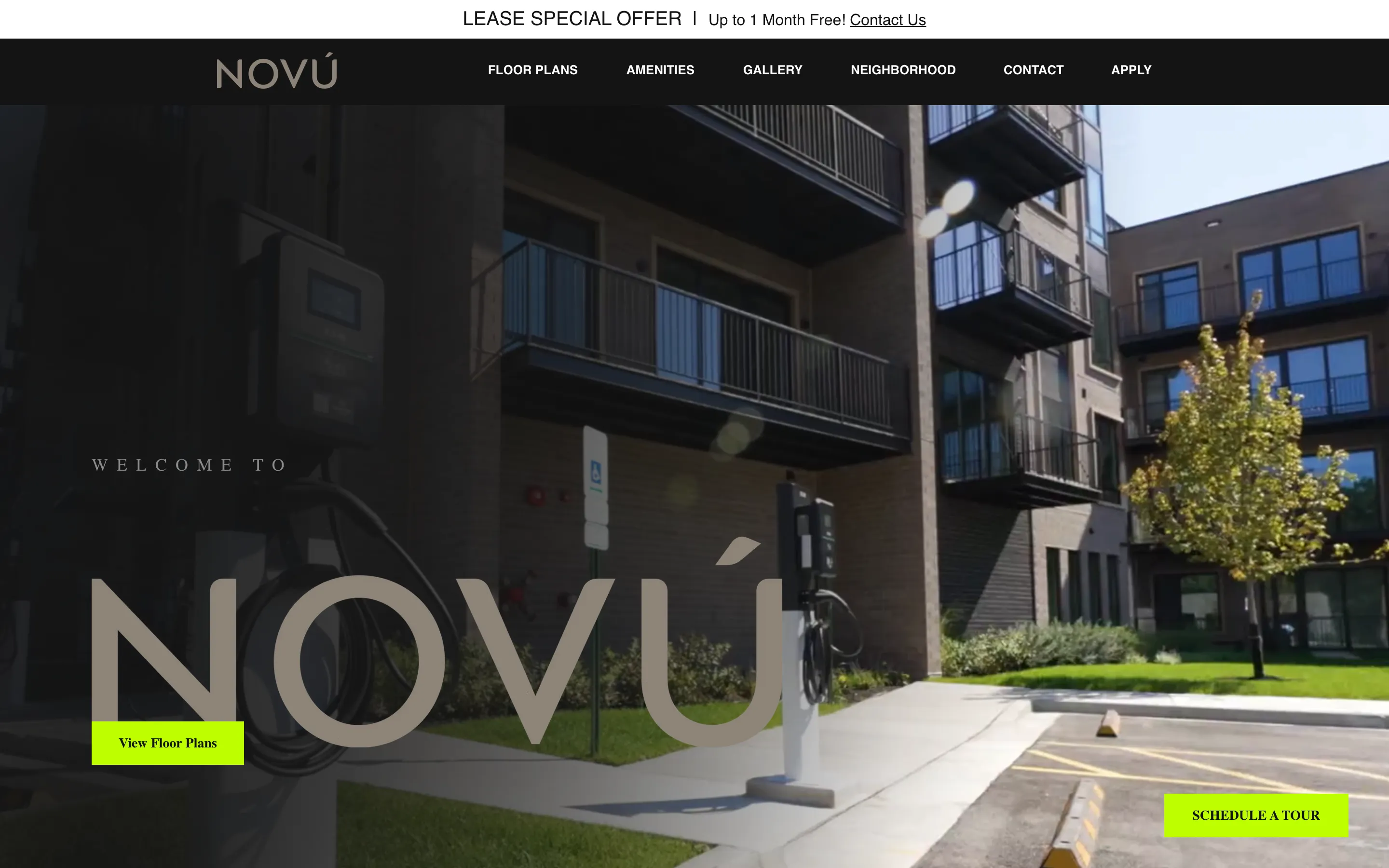 Novú Luxury Apartments' original homepage, before the rebuild